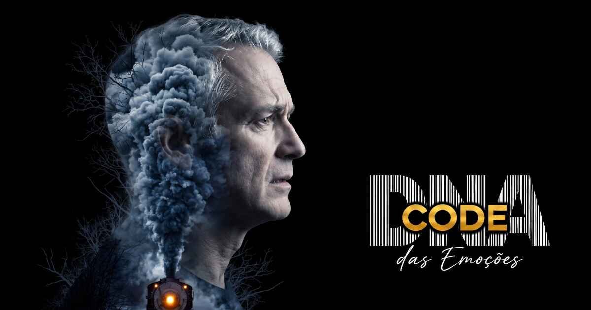 Ilustração de homem em perfil com efeitos visuais na cabeça, ao lado da marca DNA CODE das Emoções, em artigo sobre Parkinson.